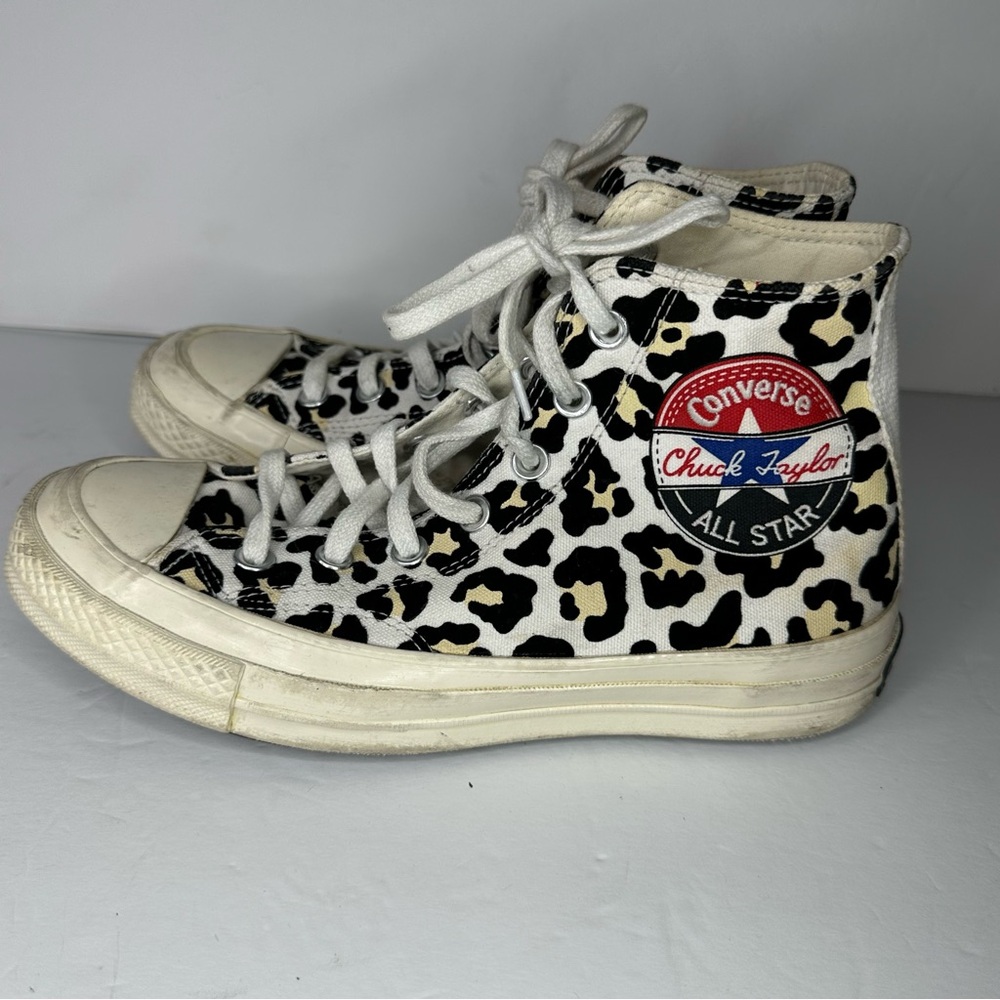 Converse Chuck 70 Hi 'Logo Play' Leopard Print High-Top Sneakers Size W7.5